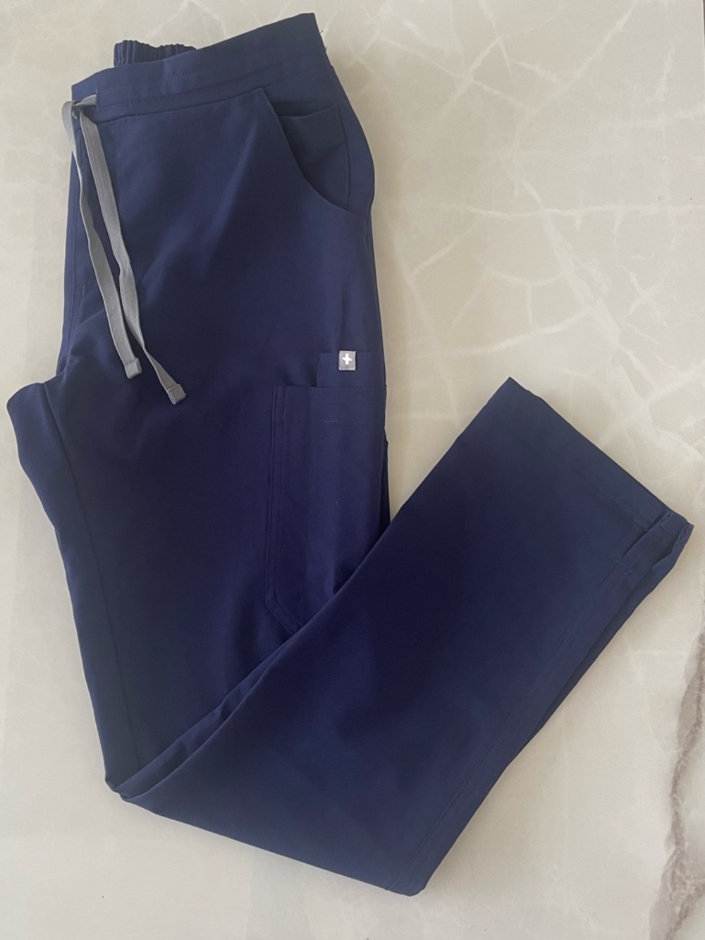 Figs Navy Straight-Leg Scrub Pants with Gray Drawstring - Picture 3 of 4